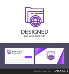 Creative Business Card and Logo template Folder, Storage, Fie, Globe Vector Illustration