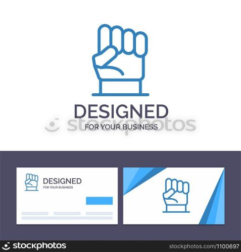 Creative Business Card and Logo template Freedom, Hand, Human, Power, Strength Vector Illustration