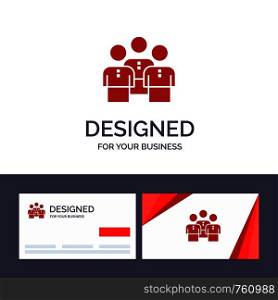 Creative Business Card and Logo template Friends, Business, Group, People, Protection, Team, Workgroup Vector Illustration