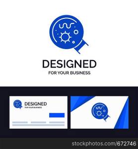 Creative Business Card and Logo template Germs, Laboratory, Magnifier, Science Vector Illustration