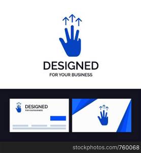 Creative Business Card and Logo template Gestures, Hand, Mobile, Three Finger, Touch Vector Illustration