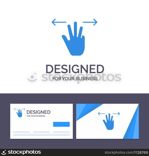 Creative Business Card and Logo template Gestures, Hand, Mobile, Three Fingers Vector Illustration