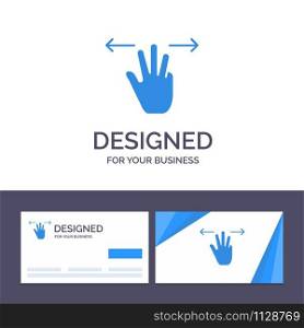 Creative Business Card and Logo template Gestures, Hand, Mobile, Three Fingers Vector Illustration