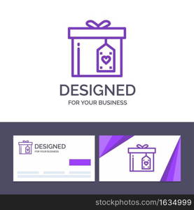 Creative Business Card and Logo template Gift Box, Box, Surprise, Delivery Vector Illustration