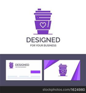 Creative Business Card and Logo template Glass, Drink, Love, Wedding Vector Illustration