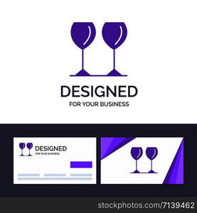 Creative Business Card and Logo template Glass, Glasses, Drink, Hotel Vector Illustration