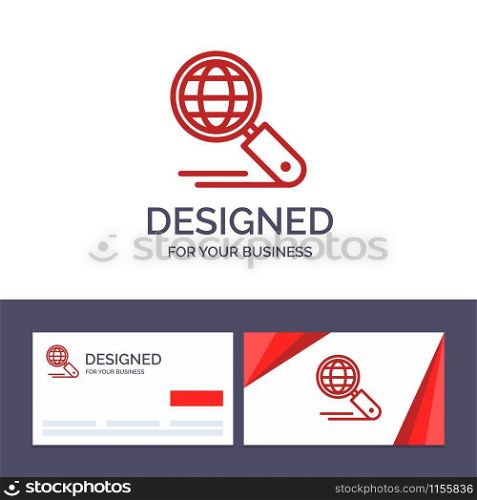 Creative Business Card and Logo template Globe, Internet, Search, Seo Vector Illustration