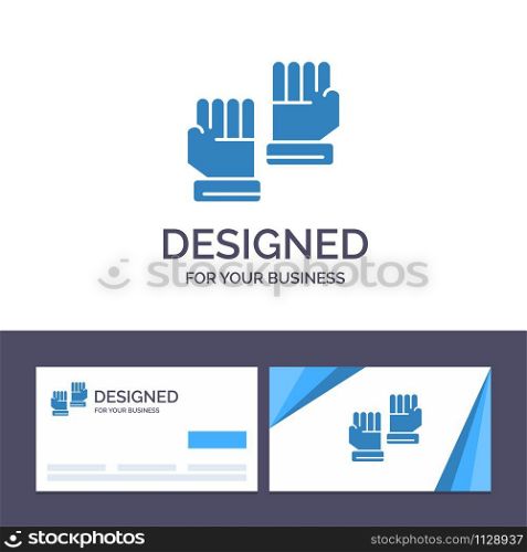 Creative Business Card and Logo template Glove, Gloves, Goalkeeper, Sport Vector Illustration