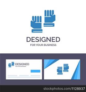 Creative Business Card and Logo template Glove, Gloves, Goalkeeper, Sport Vector Illustration