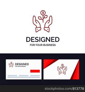 Creative Business Card and Logo template Growth, Business, Grow, Growing, Dollar, Plant, Raise Vector Illustration