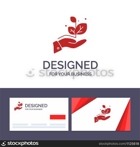 Creative Business Card and Logo template Growth, Grow, Hand, Success Vector Illustration