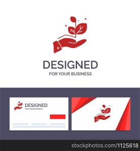 Creative Business Card and Logo template Growth, Grow, Hand, Success Vector Illustration