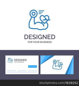 Creative Business Card and Logo template Growth, Muscle, Heart, Beat Vector Illustration