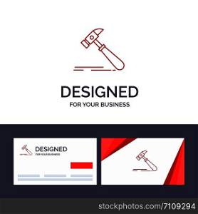 Creative Business Card and Logo template Hammer, Construction, Tool, Strong, Carpenter Vector Illustration