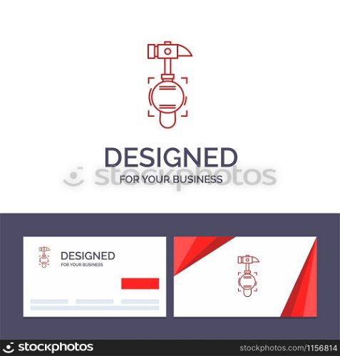 Creative Business Card and Logo template Hammer, Crash, Break, Tool Vector Illustration