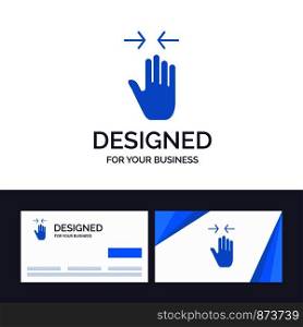 Creative Business Card and Logo template Hand, Gesture, Pinch, Arrow, zoom in Vector Illustration