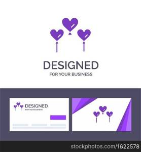 Creative Business Card and Logo template Heart, Balloon, Love Vector Illustration