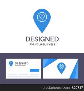 Creative Business Card and Logo template Heart, Location, Map, Pointer Vector Illustration