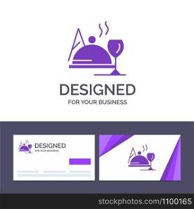 Creative Business Card and Logo template Hotel, Dish, Food, Glass Vector Illustration