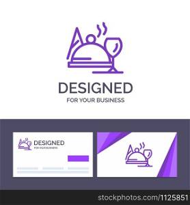 Creative Business Card and Logo template Hotel, Dish, Food, Glass Vector Illustration