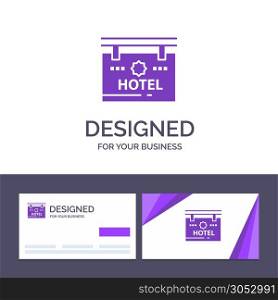 Creative Business Card and Logo template Hotel, Sign, Board, Location Vector Illustration