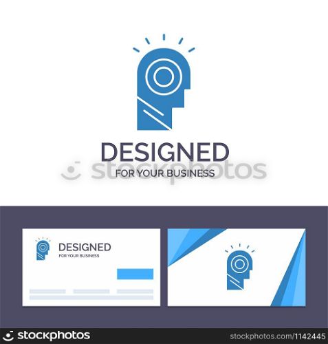 Creative Business Card and Logo template Idea, Light, Man, Hat Vector Illustration
