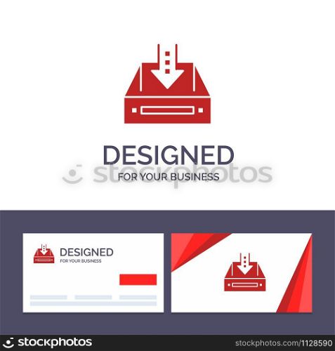 Creative Business Card and Logo template Inbox, Box, Cabinet, Document, Empty, Project, Vector Illustration