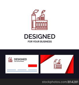 Creative Business Card and Logo template Industry, Building, Construction, Factory, Smoke Vector Illustration