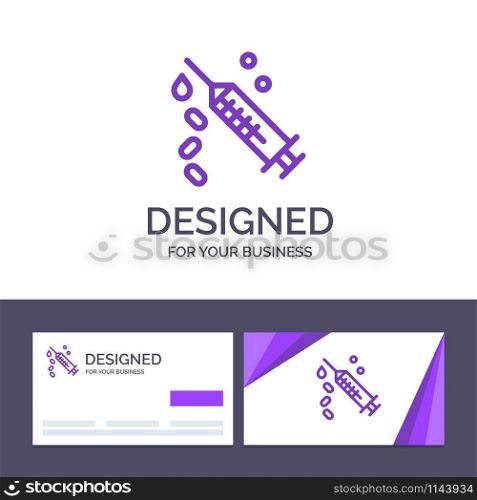 Creative Business Card and Logo template Injection, Syringe, Vaccine, Treatment Vector Illustration