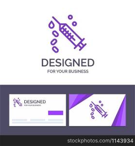 Creative Business Card and Logo template Injection, Syringe, Vaccine, Treatment Vector Illustration