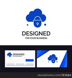 Creative Business Card and Logo template Internet, Cloud, Lock, Security Vector Illustration
