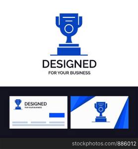 Creative Business Card and Logo template Job, Worker, Award, Cup Vector Illustration