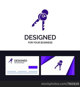 Creative Business Card and Logo template Key, Keys, Security, Room Vector Illustration
