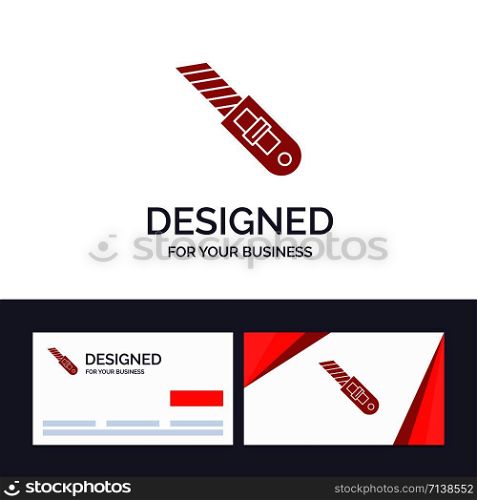 Creative Business Card and Logo template Knife, Tool, Repair, Cutter Vector Illustration
