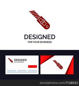Creative Business Card and Logo template Knife, Tool, Repair, Cutter Vector Illustration