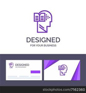 Creative Business Card and Logo template Knowledge, Book, Head, Mind Vector Illustration