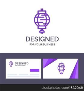 Creative Business Card and Logo template Lantern, China, Chinese, Decoration Vector Illustration