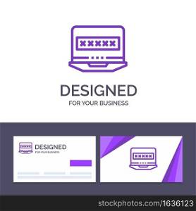 Creative Business Card and Logo template Laptop, Computer, Lock, Security Vector Illustration
