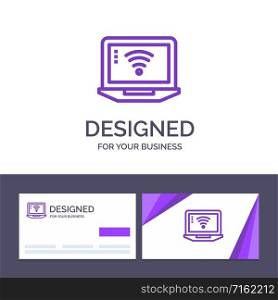 Creative Business Card and Logo template Laptop, Computer, Signal, Wifi Vector Illustration