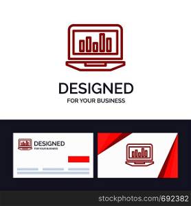 Creative Business Card and Logo template Laptop, Graph, Analytics, Monitoring, Statistics Vector Illustration