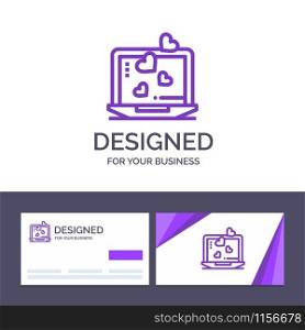 Creative Business Card and Logo template Laptop, Love, Heart, Wedding Vector Illustration