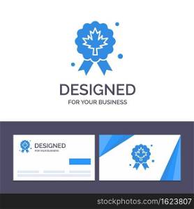Creative Business Card and Logo template Leaf, Award, Badge, Quality Vector Illustration