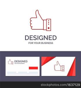 Creative Business Card and Logo template Like, Finger, Gesture, Hand, Thumbs, Up, Yes Vector Illustration