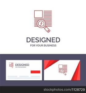 Creative Business Card and Logo template Line, Text, Zoom, Reading Vector Illustration