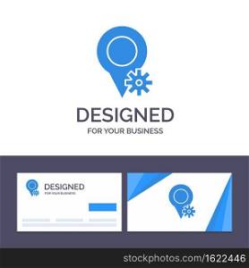 Creative Business Card and Logo template Location, Map, Settings Vector Illustration