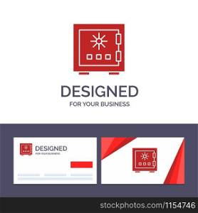Creative Business Card and Logo template Lock, Box, Deposit, Protection, Safe, Safety, Security Vector Illustration