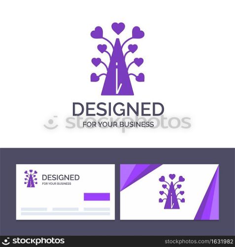 Creative Business Card and Logo template Love, Tree, Heart, Valentine, Valentinea€™s Day,  Vector Illustration