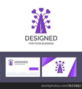 Creative Business Card and Logo template Love, Tree, Heart, Valentine, Valentinea€™s Day,  Vector Illustration