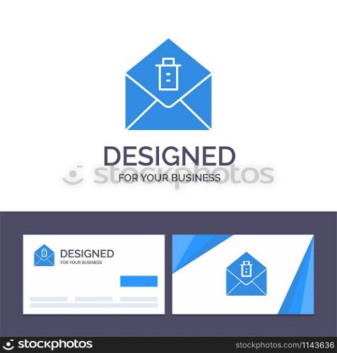 Creative Business Card and Logo template Mail, Message, Delete Vector Illustration