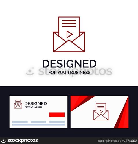 Creative Business Card and Logo template Mail, Message, Sms, Video Player Vector Illustration